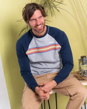 Functional Knit Classic Stripe - Mens Raglan Sweat - Blue/Grey