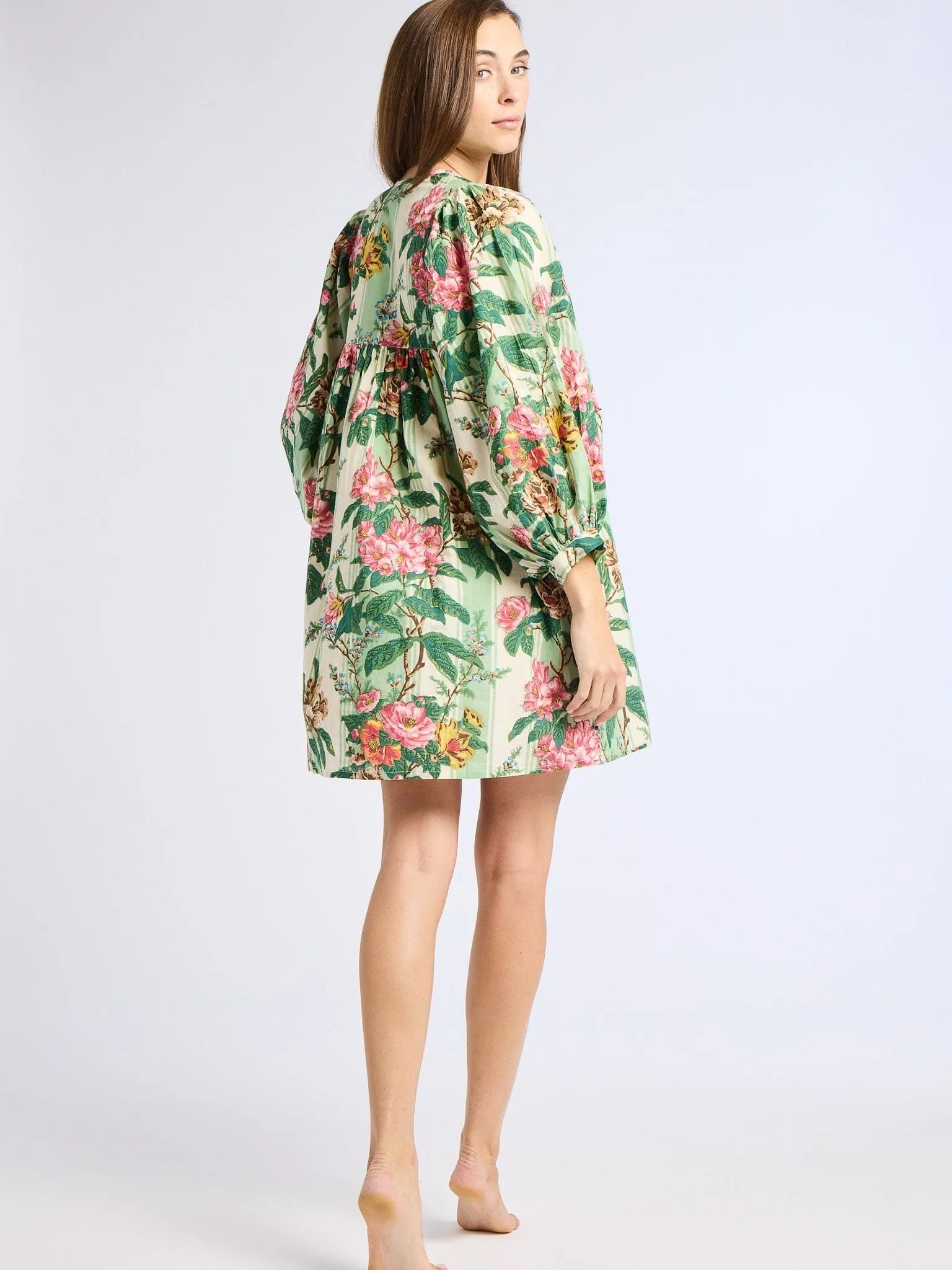 Daisy Dress in Garden Stripe Button-Cuff