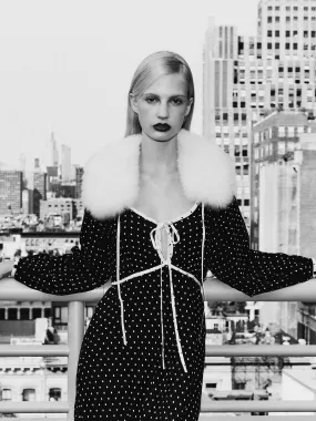Elastic Fit City Friendly Suki Dress in Black & White Dot