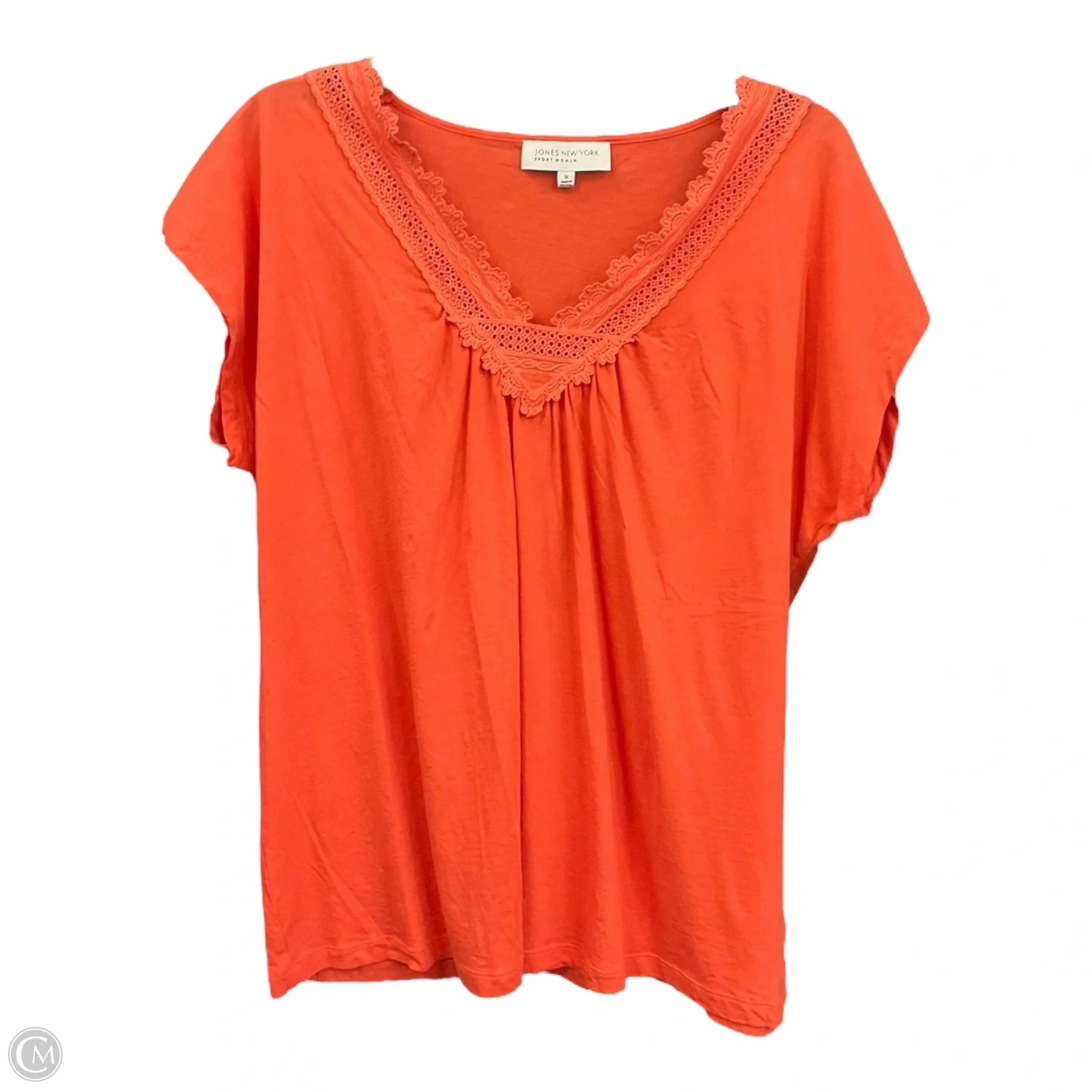 Top Short Sleeve By Jones New York In Orange, Size: 1x Breathable Microfiber
