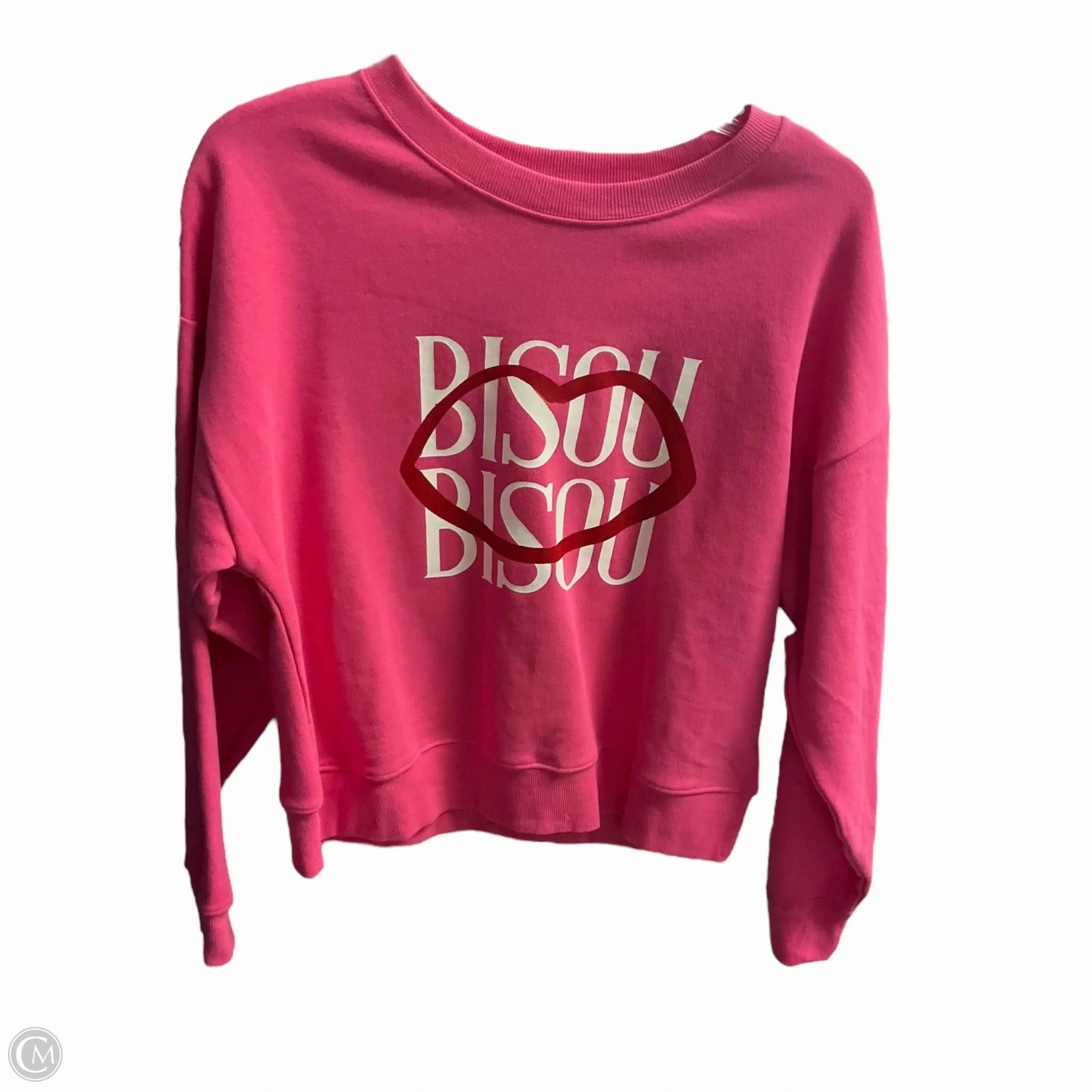 RibbedTexture LightReflective Sweatshirt Crewneck By Maeve In Pink, Size: Xs