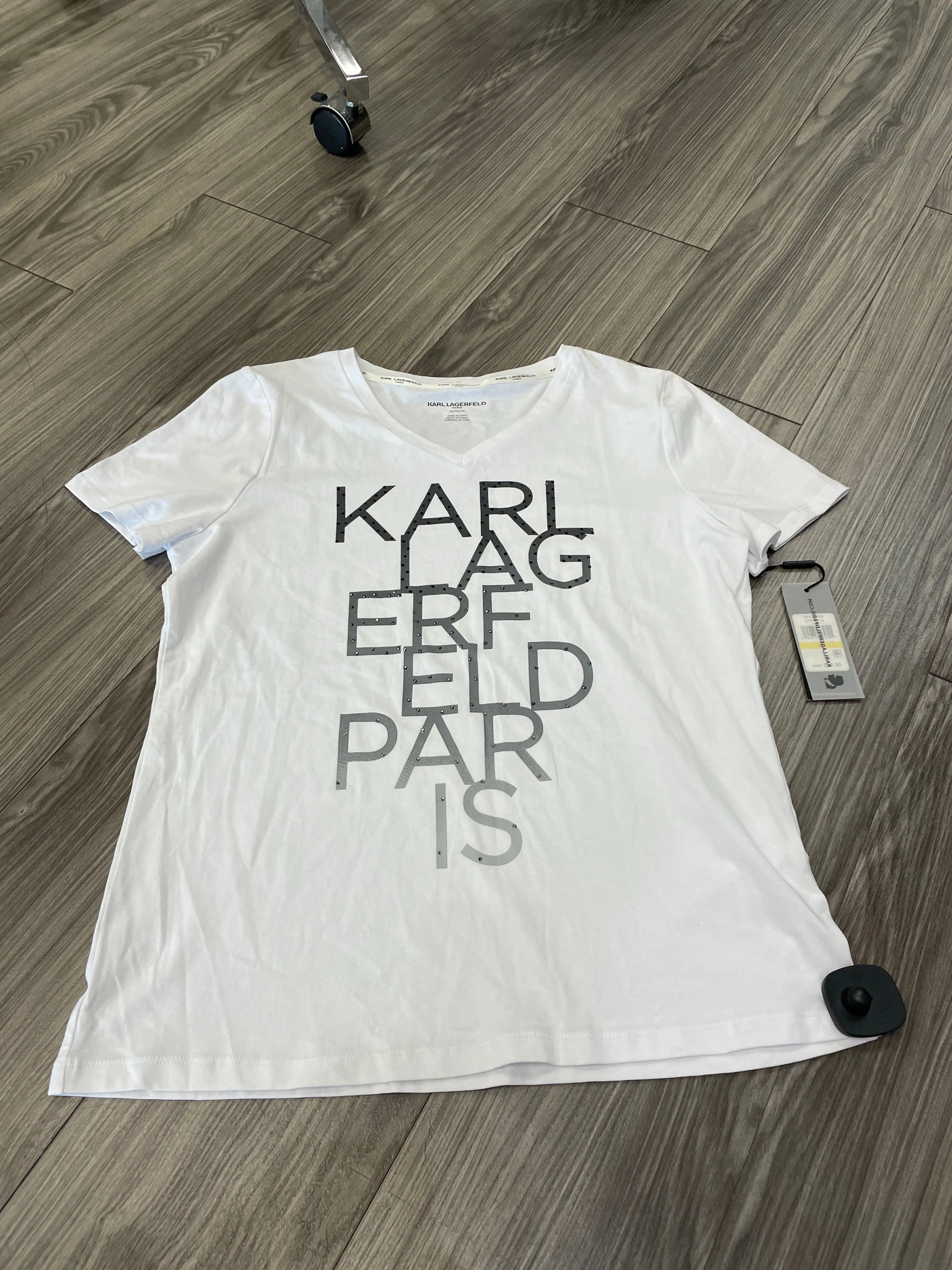 Lightweight Material Quick Comfort Fit White Top Short Sleeve Designer Karl Lagerfeld, Size M