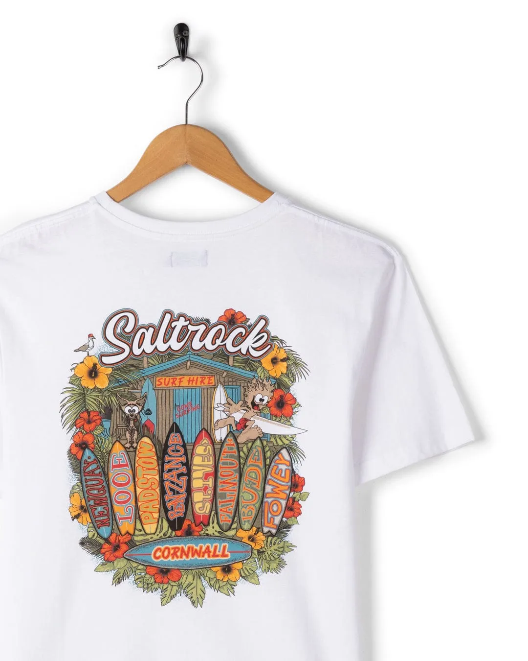 Surf Shack Cornwall - Mens T-Shirt - White Essential Fit