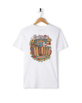 Surf Shack Cornwall - Mens T-Shirt - White MultiPly Fabric