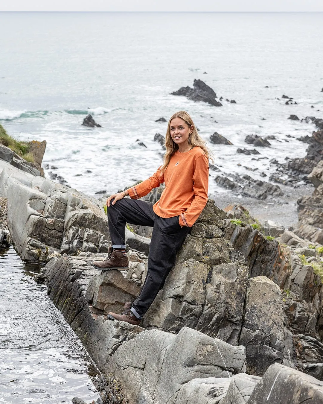 Birdie - Womens Long Sleeve T-Shirt - Orange Simple Chic