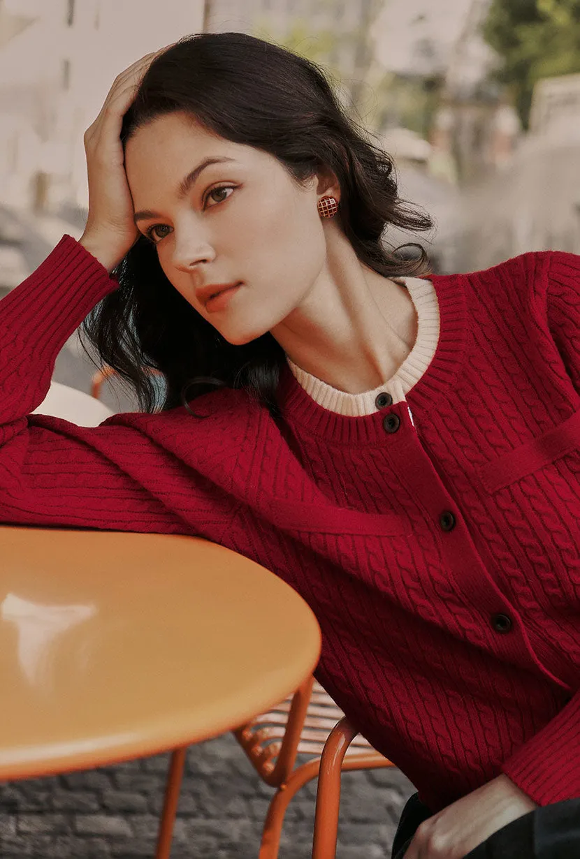 Carmina Wool Cardigan - Red All Season Adaptability