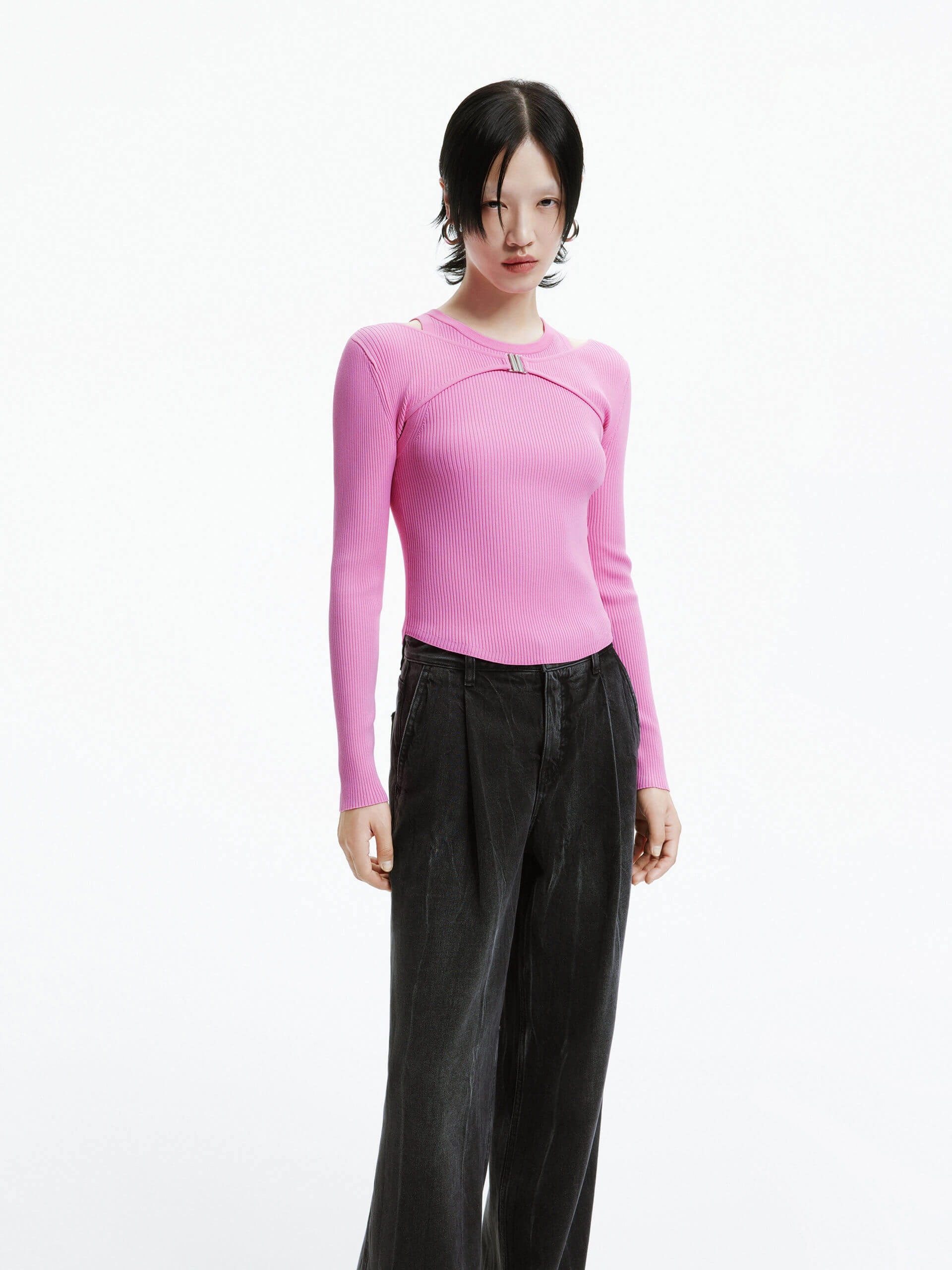 Deconstruct Ribbed Knit Top Abrasion Resistant Surface