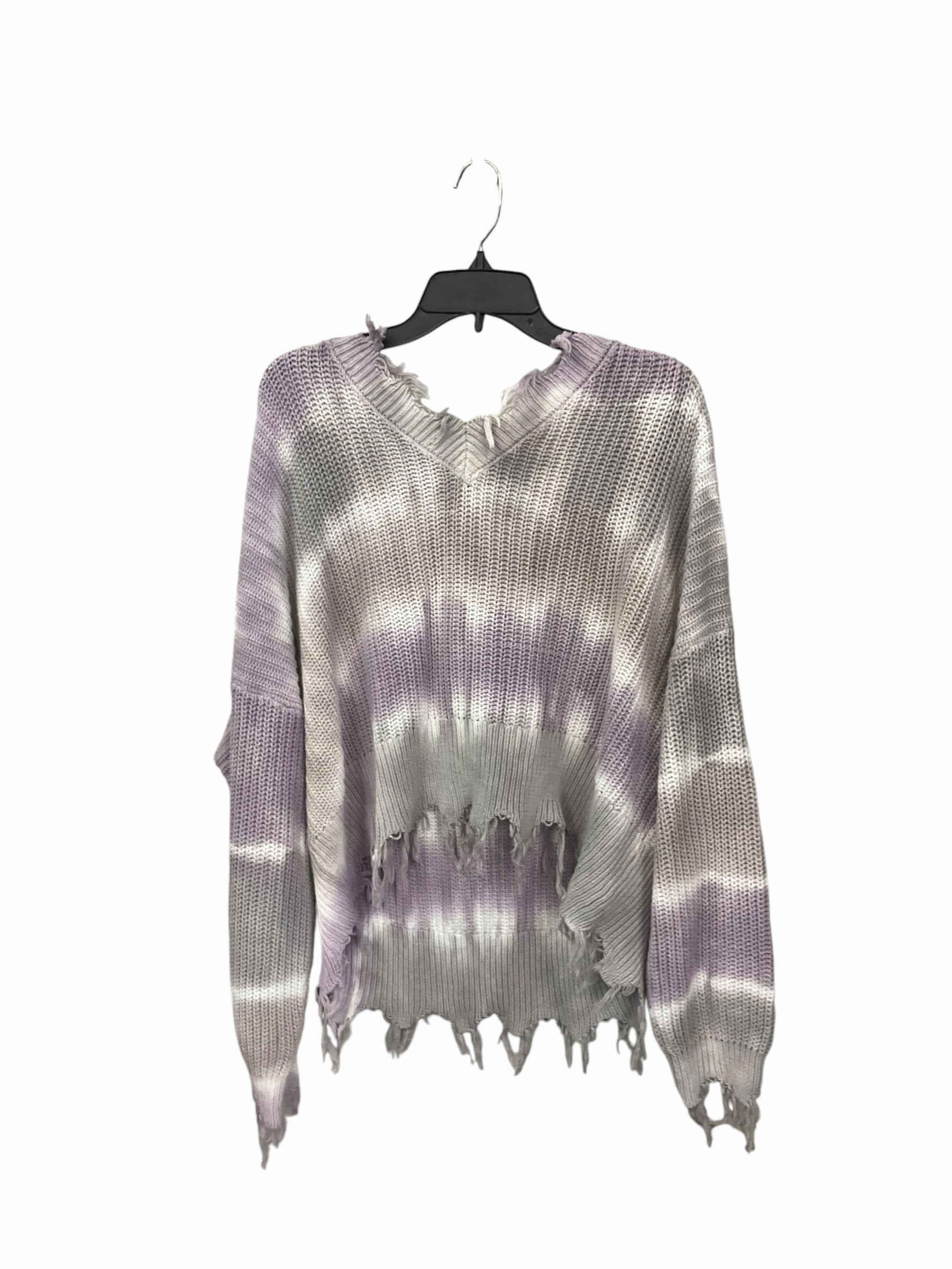 FlexibleSole BambooBlend Sweater By Rewind In Purple & White, Size: 2x