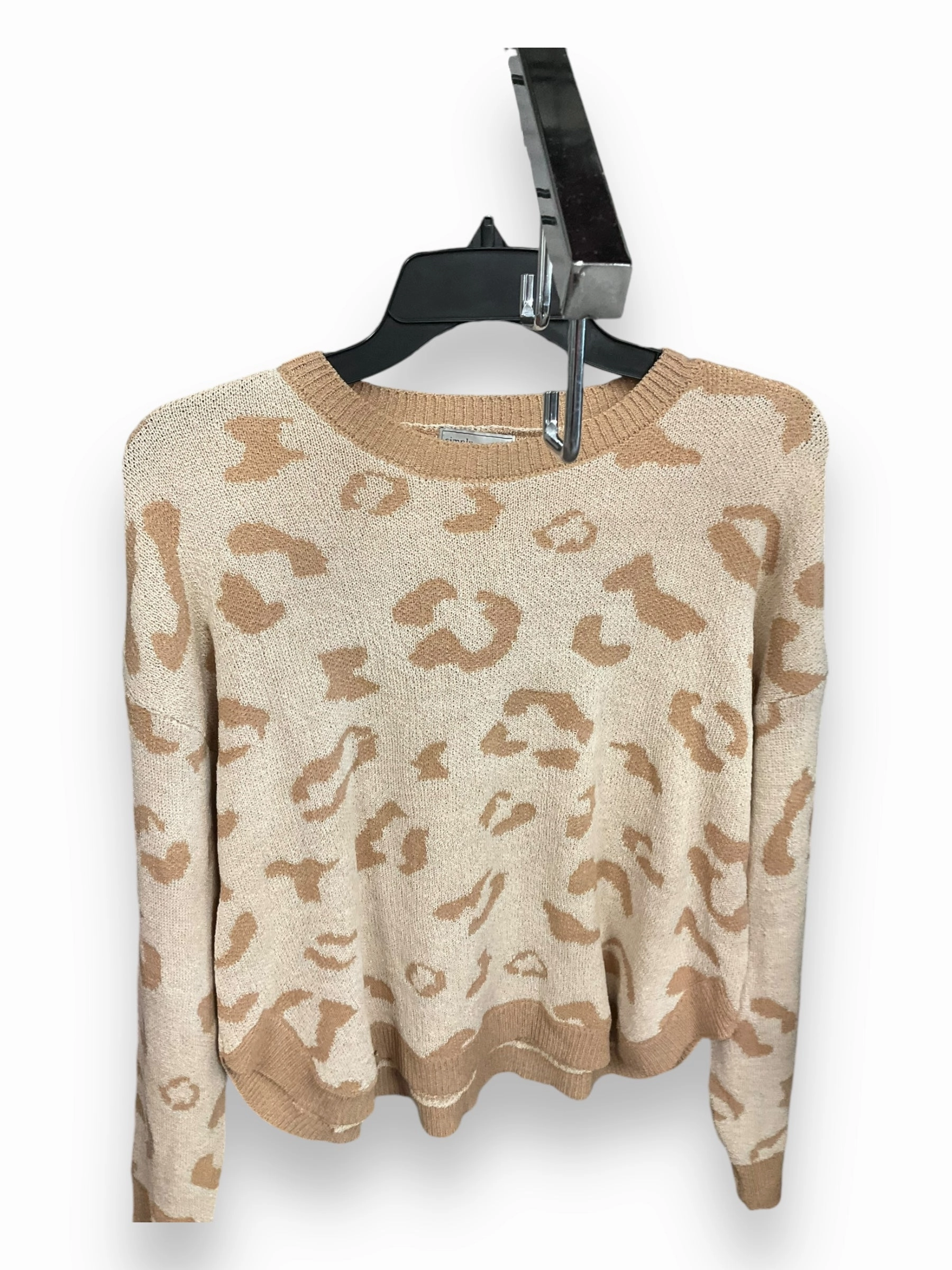 Soft Sweater Ribbed Collar Style Sweater By Simply Southern In Beige, Size: Xl
