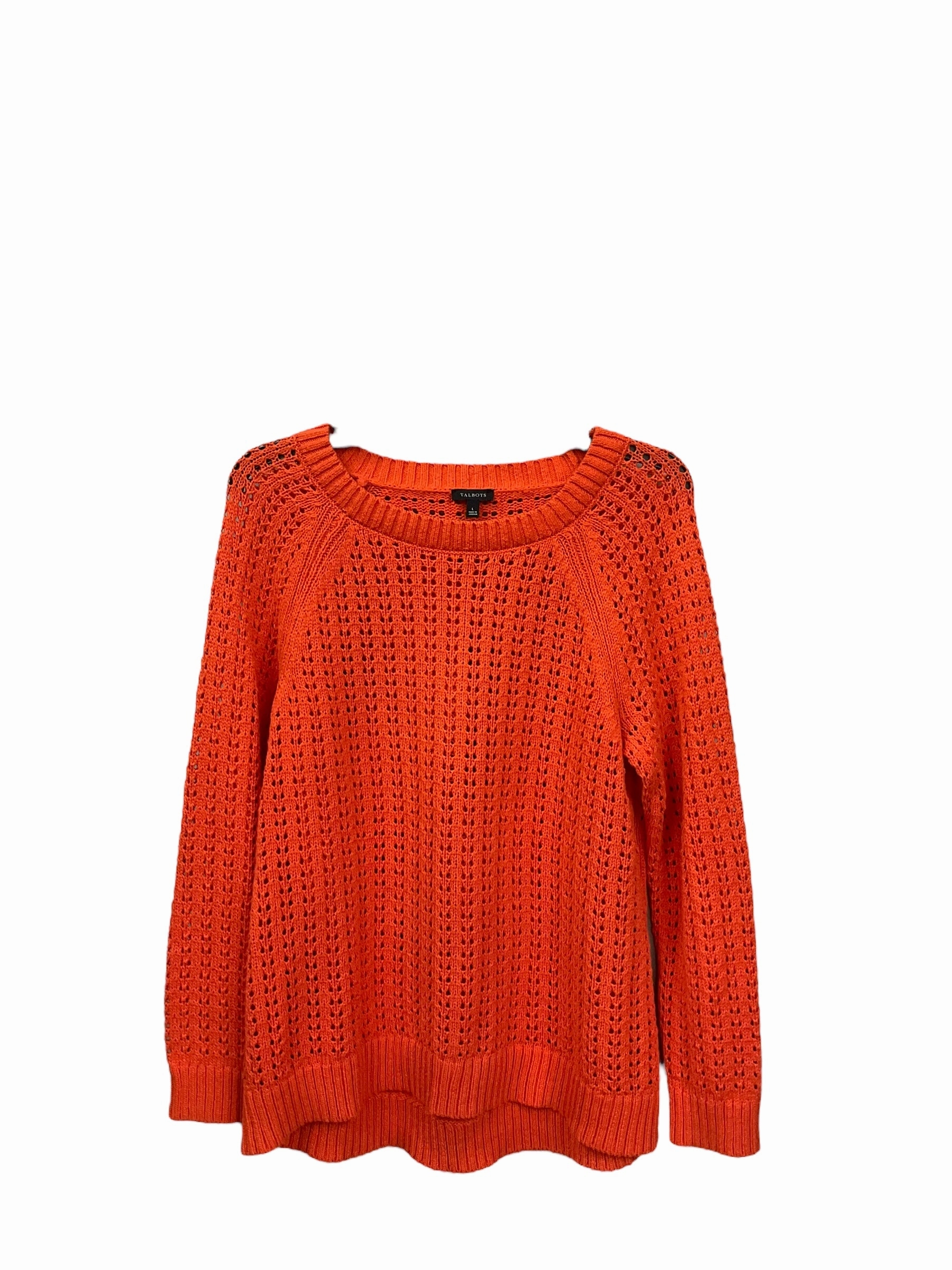 Sweater By Talbots In Orange, Size: L Soft Pullover Classic Crew Neck