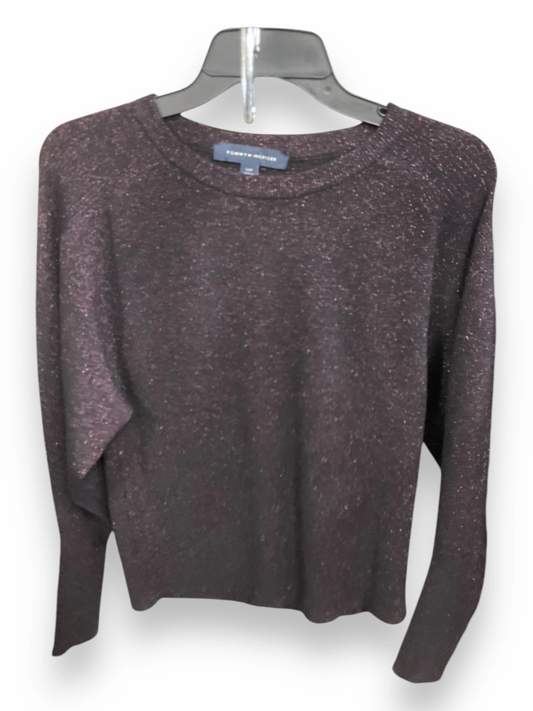 Sweater By Tommy Hilfiger In Black & Pink, Size: S LayeredCollar Rolled Hem Detailing