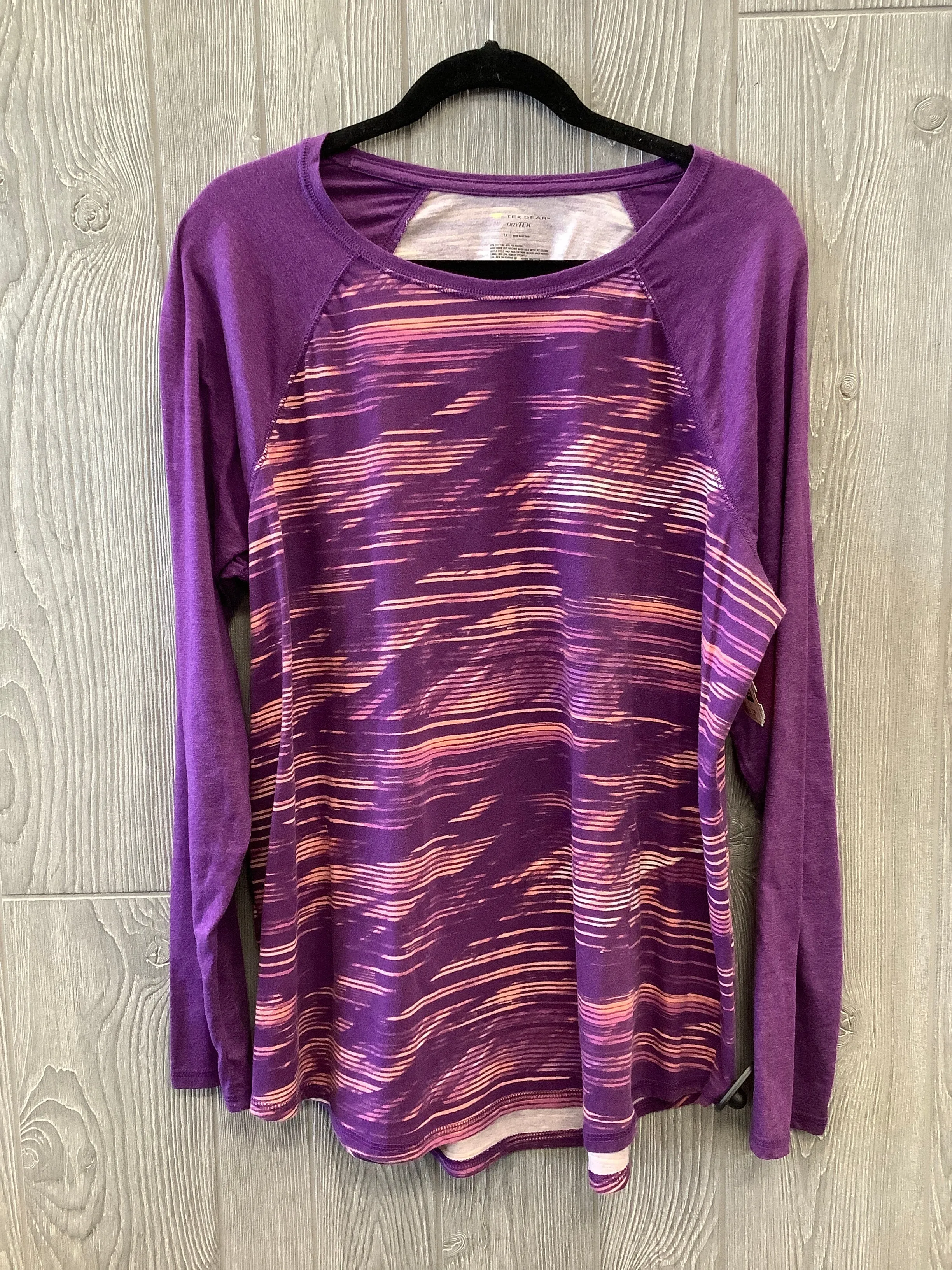 Athletic Top Long Sleeve Collar By Tek Gear In Purple, Size: 1x Compact Stitching Soft Material