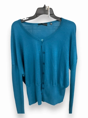Soft Pullover ZipClosure Sweater Cardigan Cashmere By Saks Fifth Avenue In Teal, Size: Xl
