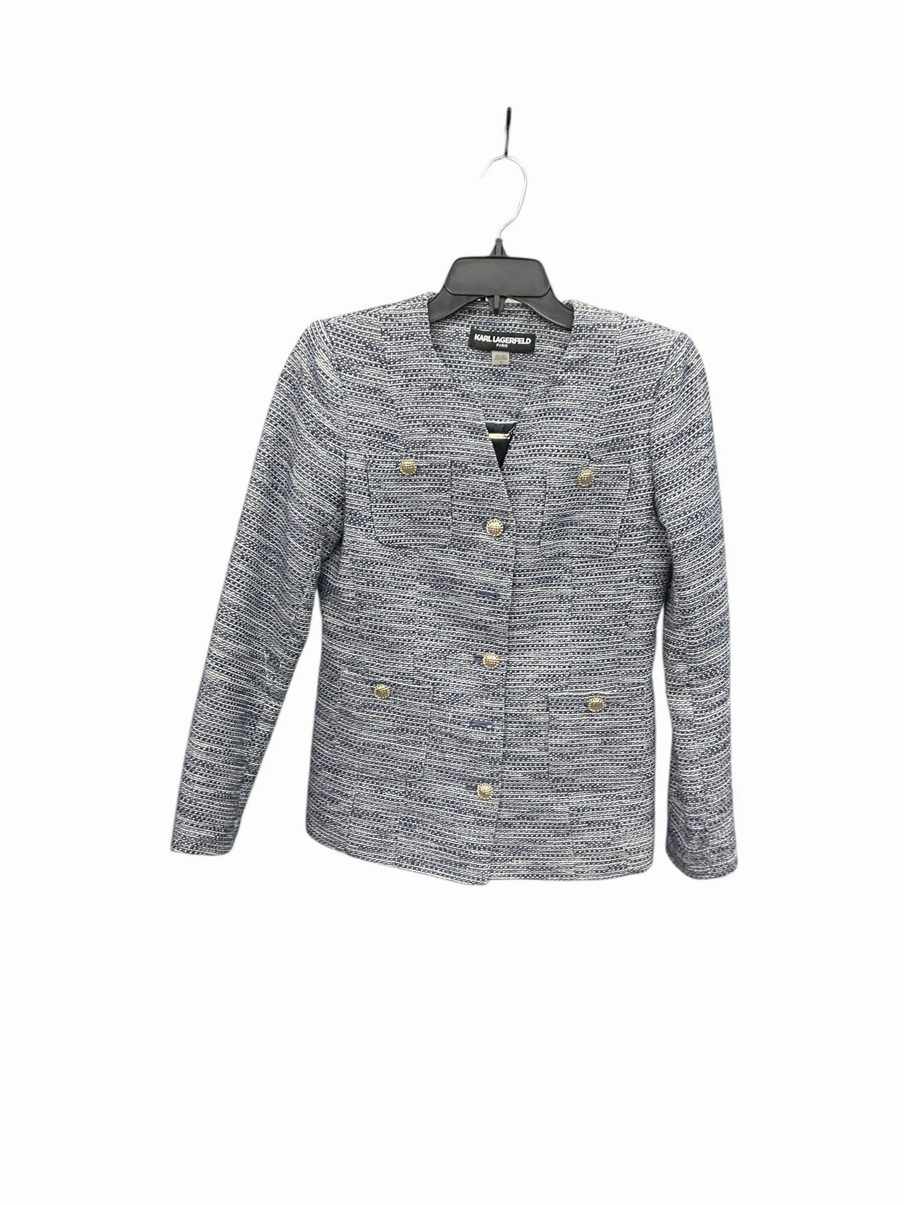 V Neck Design Blazer Designer By Karl Lagerfeld  Size: Xs