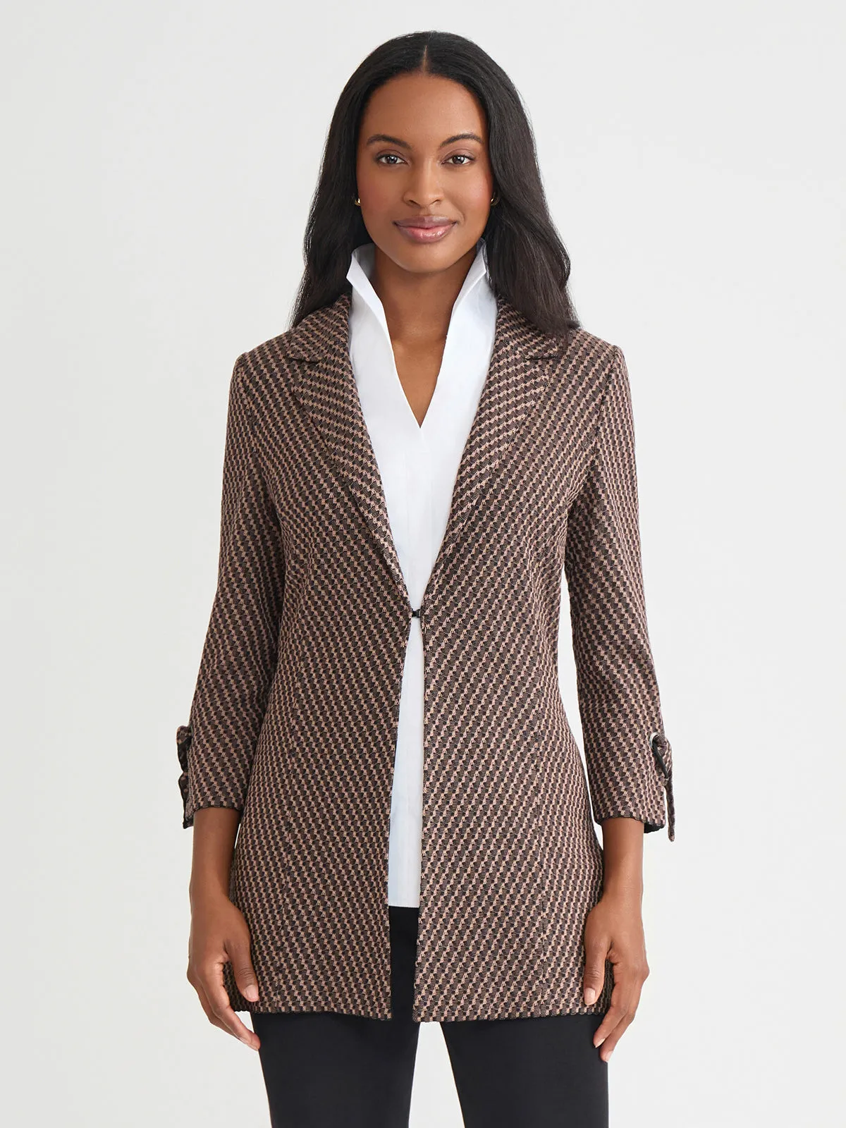 Tailored Tie Cuff Knit Jacket - True Fit Tailored Cut Style