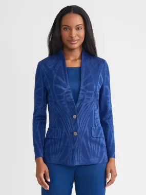Belted Style Tailored Tonal Pattern Knit Jacket - True Fit