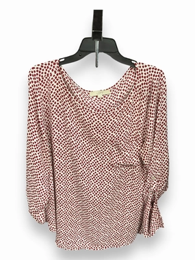 Layered Panel Design Eco Conscious Packaging Blouse Long Sleeve By Loft In Polkadot Pattern, Size: 2x