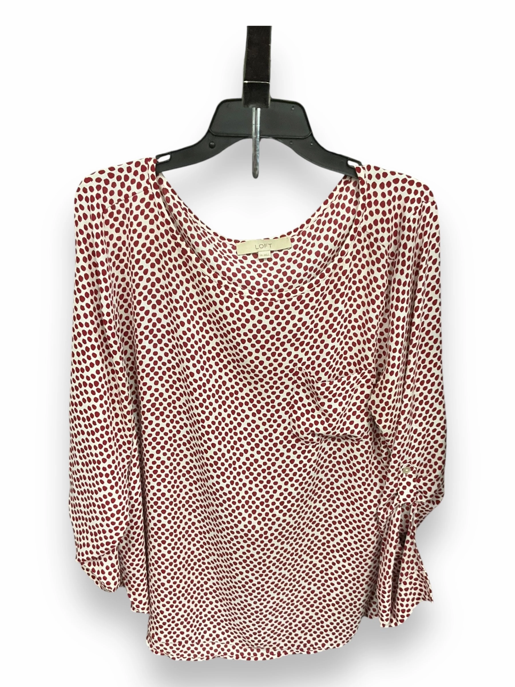 Layered Panel Design Eco Conscious Packaging Blouse Long Sleeve By Loft In Polkadot Pattern, Size: 2x