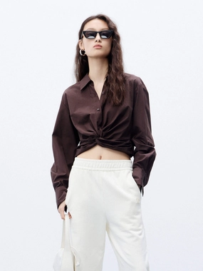 Cropped Twisted Details Shirt Temperature Balancing Fabric