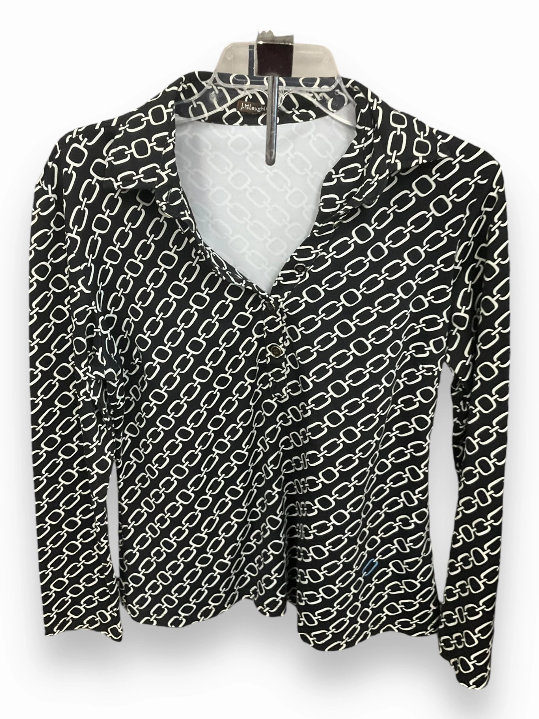 Top Long Sleeve By J Mclaughlin In Black & White, Size: M Sporty Design MultiPanelDesign
