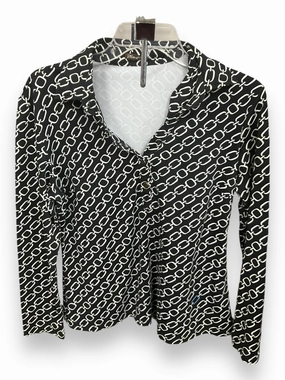 Top Long Sleeve By J Mclaughlin In Black & White, Size: M Sporty Design MultiPanelDesign