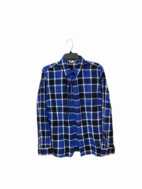 AntiStaticLining Non Closure Collar Blouse Long Sleeve By Duluth Trading In Plaid Pattern, Size: L