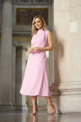 Draped Silhouette Thea Light Pink Midi Dress