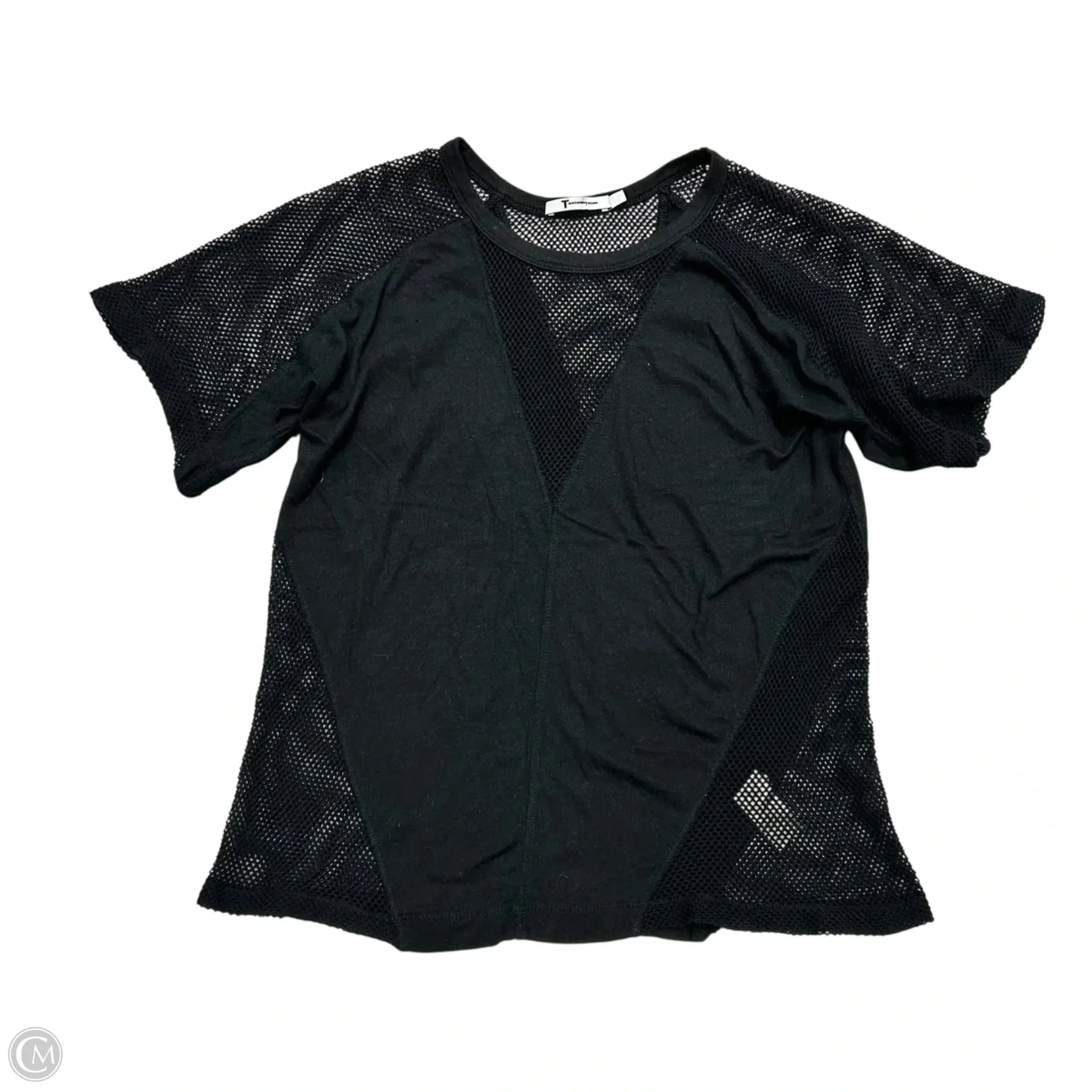 Smooth Look Top Short Sleeve Luxury Designer By Alexander Wang In Black, Size: Xs