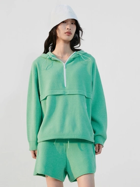 Drop Shoulder Hooded Sweatshirt Compression Fit