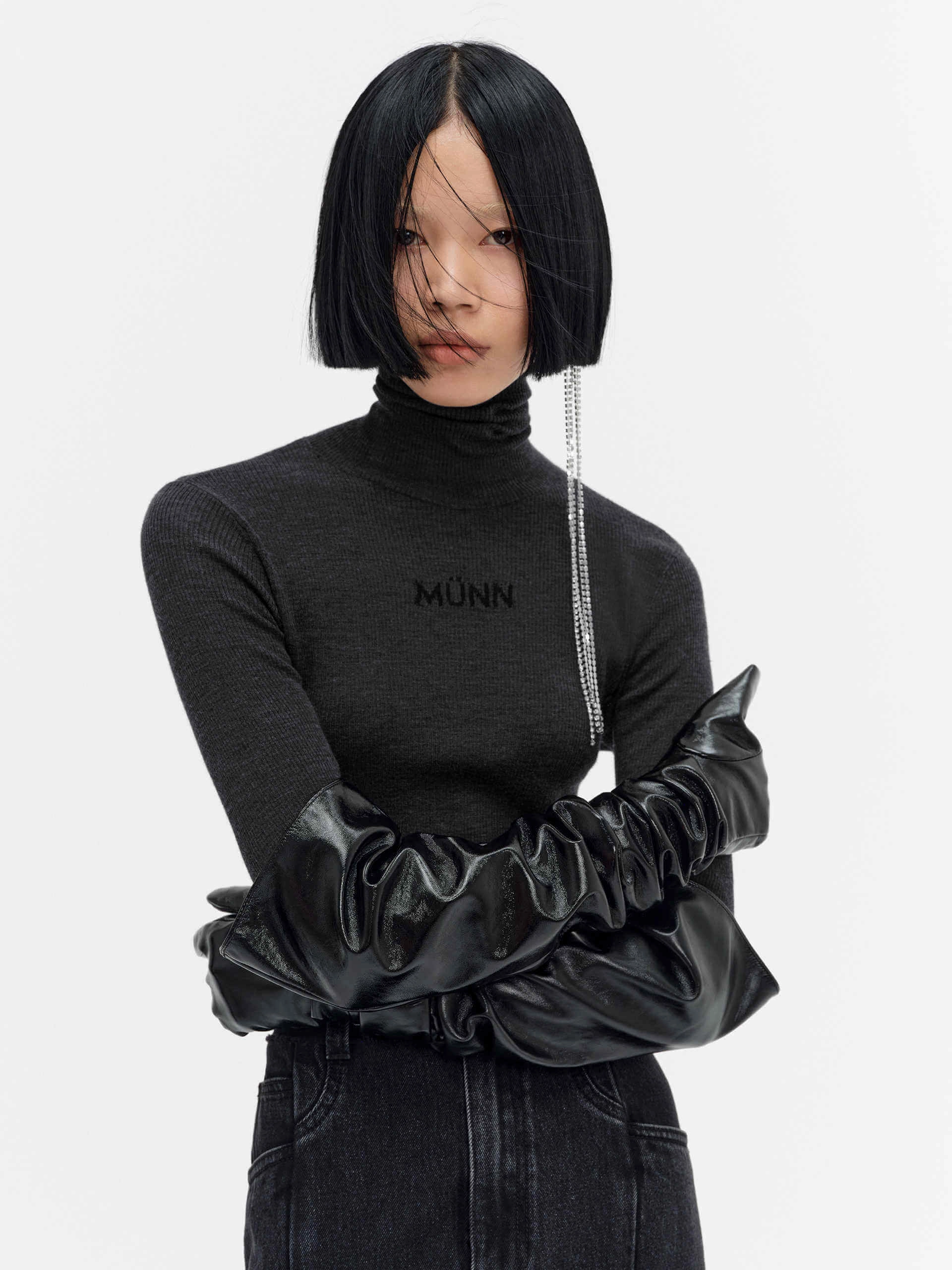 Merino Wool Turtleneck Top Non Binding Cuffs