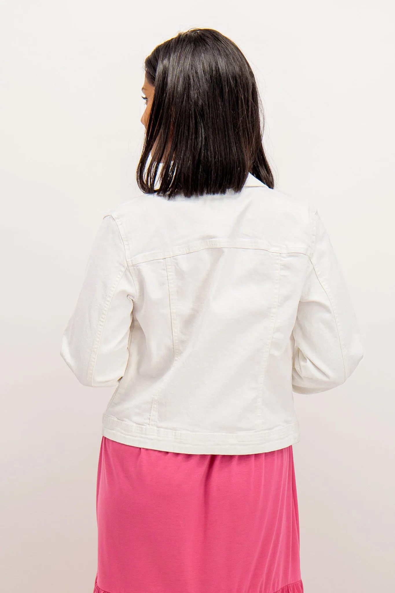 Tia White Denim Jacket Comfy Style AntiStaticTreatment