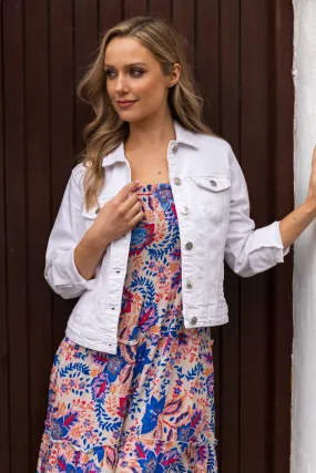 Tia White Denim Jacket Crisp Design Moisture Management