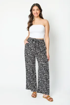 Tie-Belt Polka Dot Palazzo Pant Breathable Comfort Fit No Gap Waist Construction
