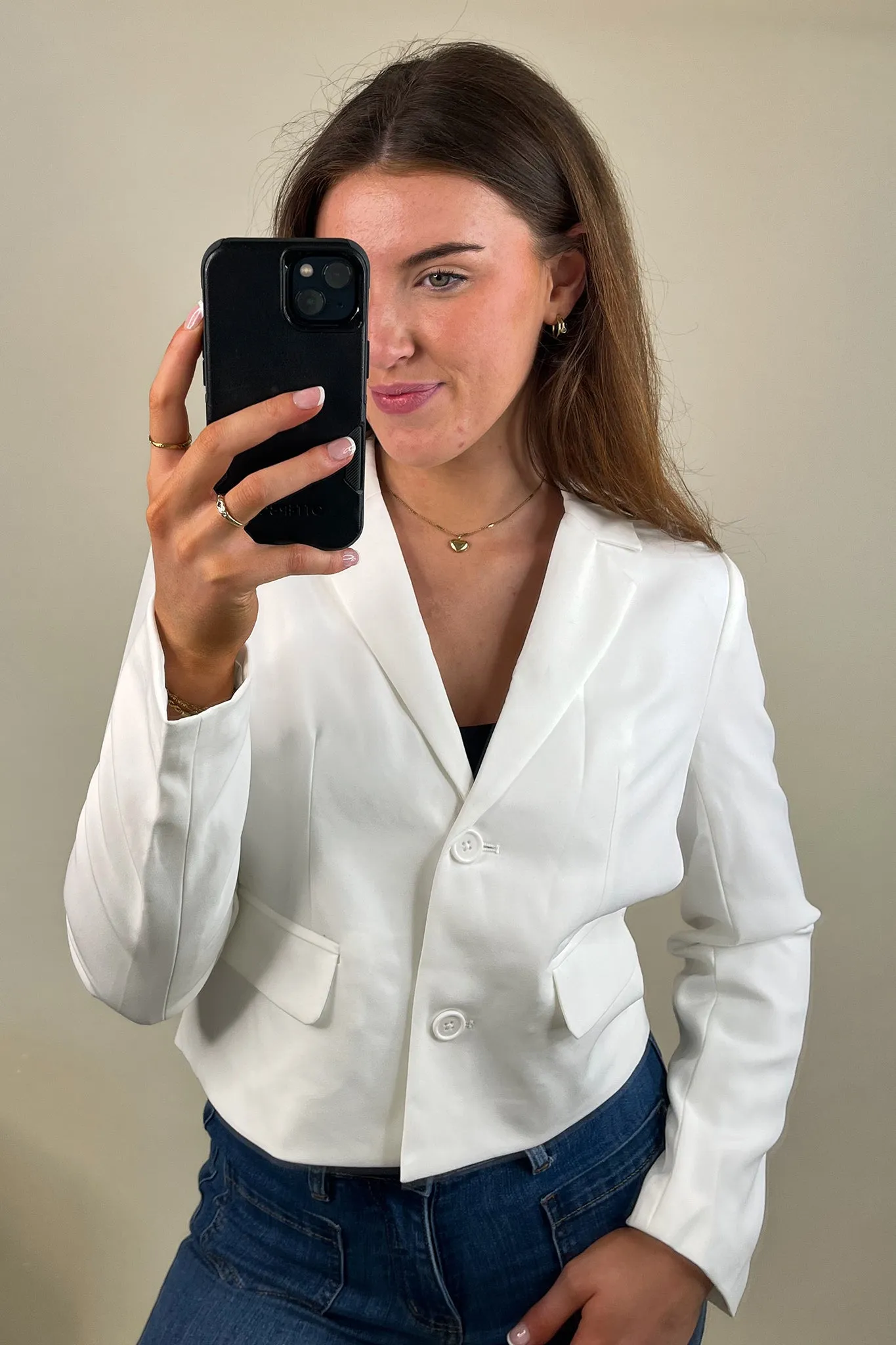 Tigerlili White Blazer Flat Lock Stitching Modular Layering