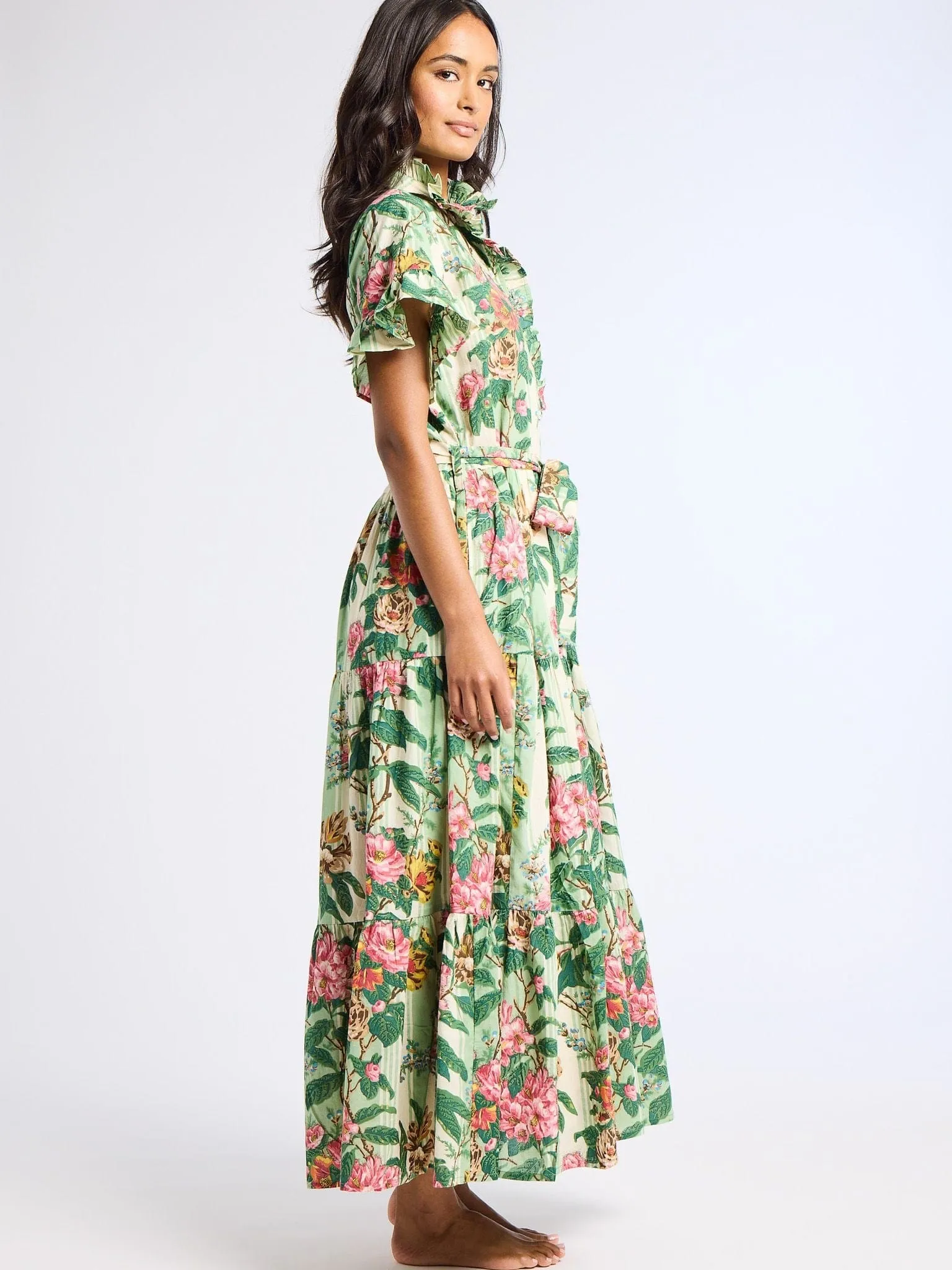 Victoria Dress in Garden Stripe Sleek Form Fresh Combo