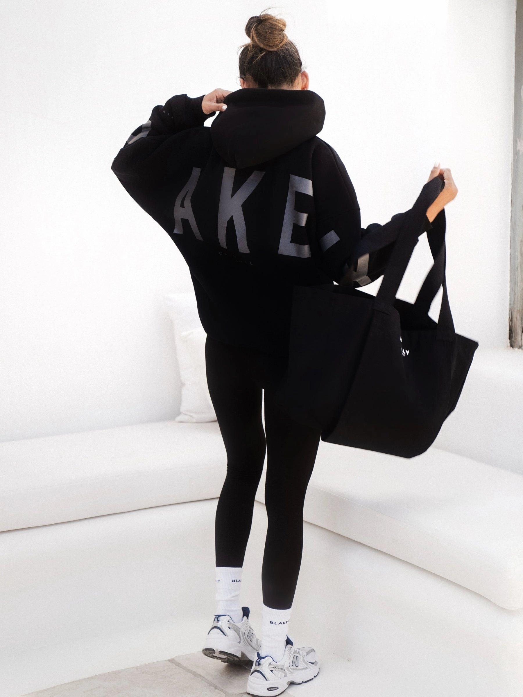 Tonal Isabel Oversized Hoodie - Black Breathable Waist Active Performance