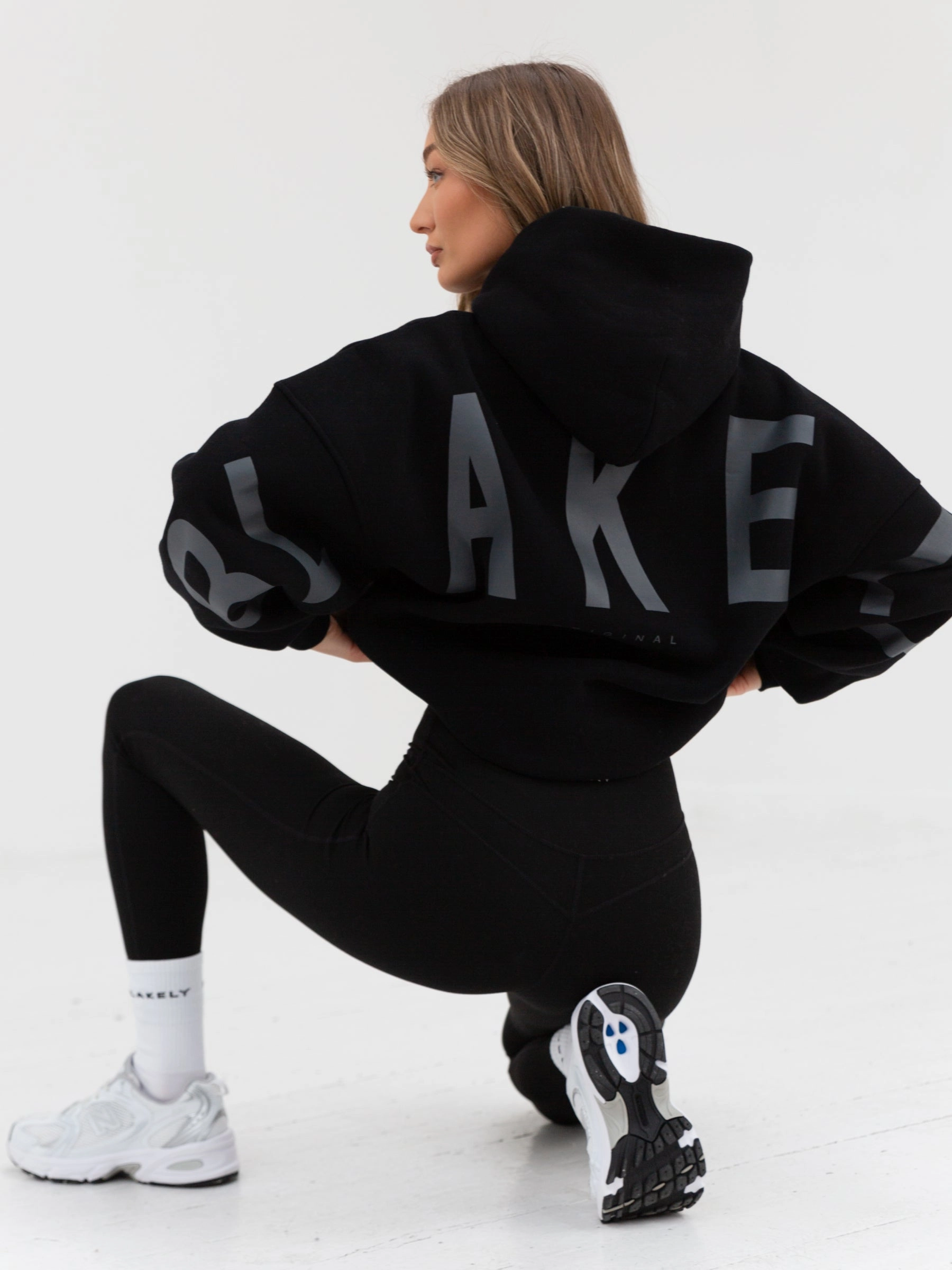 Performance Fabric Bee like Tonal Isabel Oversized Hoodie - Black