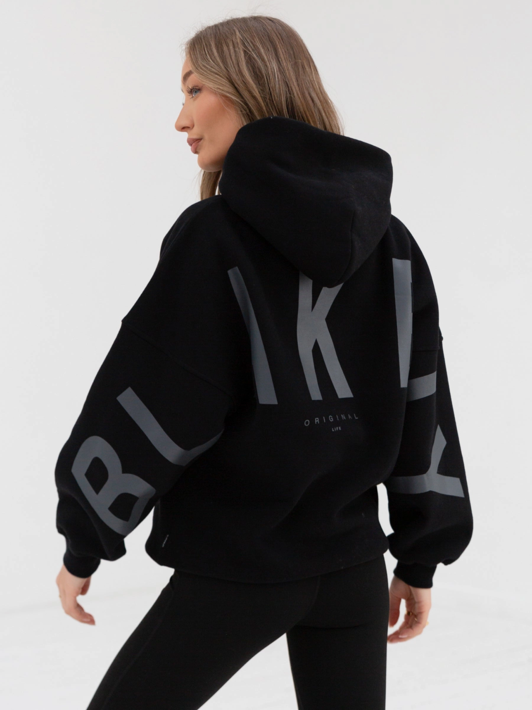 sequined details Holiday Wear Tonal Isabel Oversized Hoodie - Black