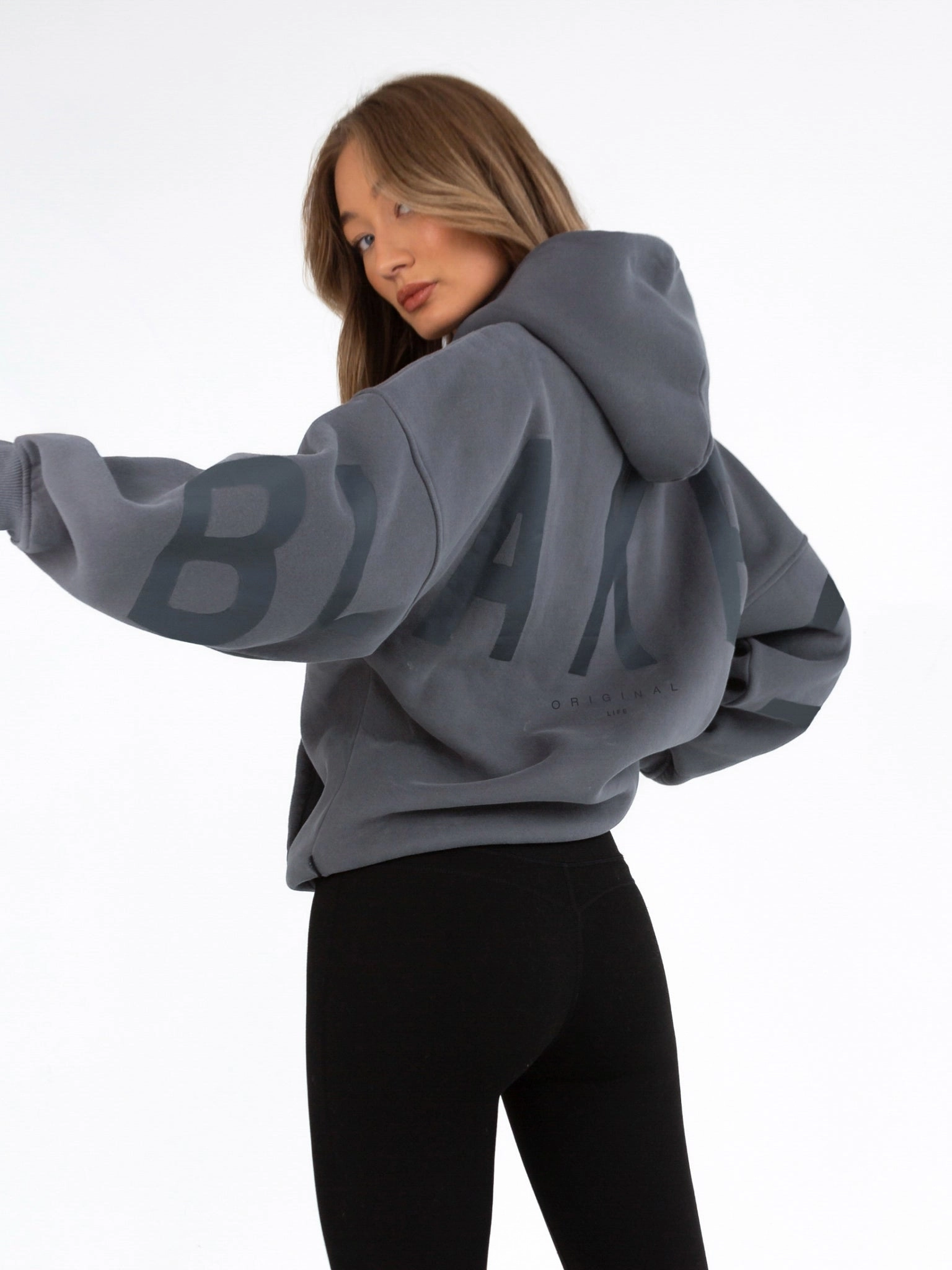 Tonal Isabel Oversized Hoodie - Charcoal Floral Motif Chill Mode