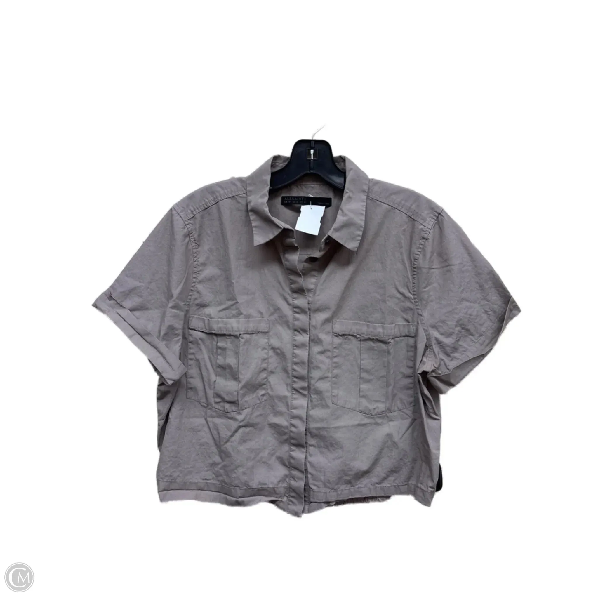 Simple and Comfortable Top Short Sleeve Designer By All Saints In Brown, Size: 10
