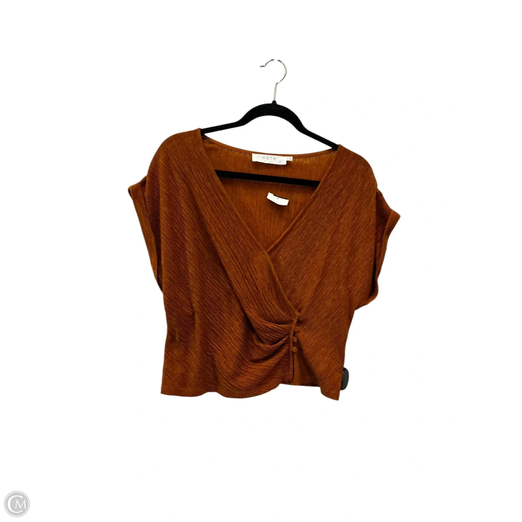 Top Short Sleeve Designer By Astr The Label In Brown, Size: M Casual layering piece Practical Comfort