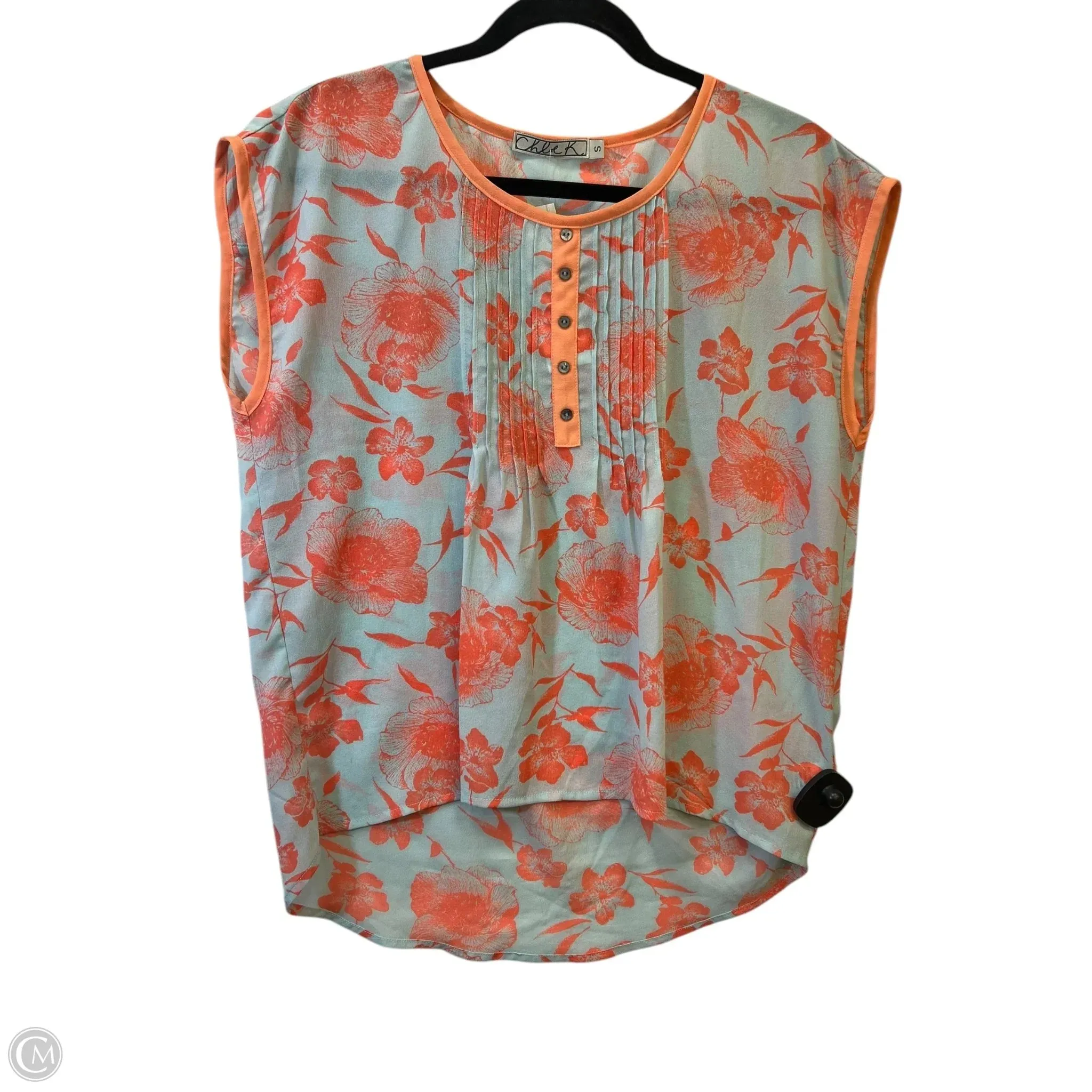 Layered Look Essential Style Wear Top Short Sleeve Designer By Chloe K In Grey & Orange, Size: S