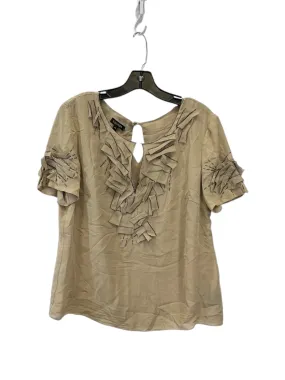 Chic Cut Top Short Sleeve Designer By Escada In Black & Tan, Size: S