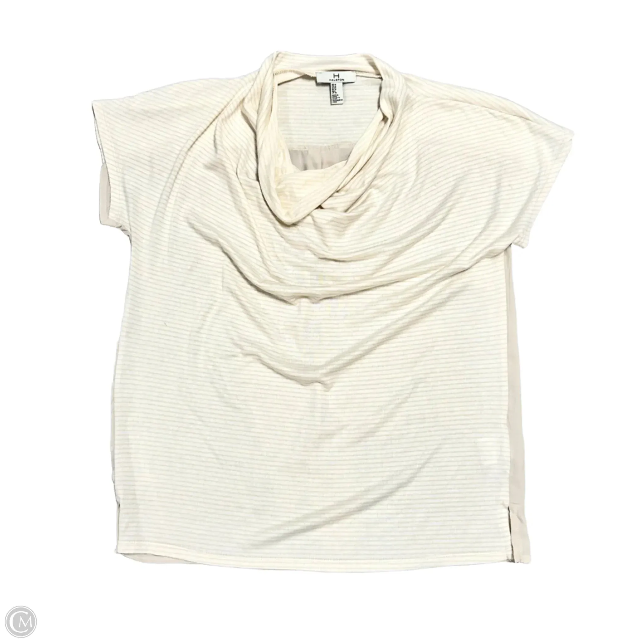 Chilly Layer Stylish and Fun Top Short Sleeve Designer By Halston In Tan, Size: M