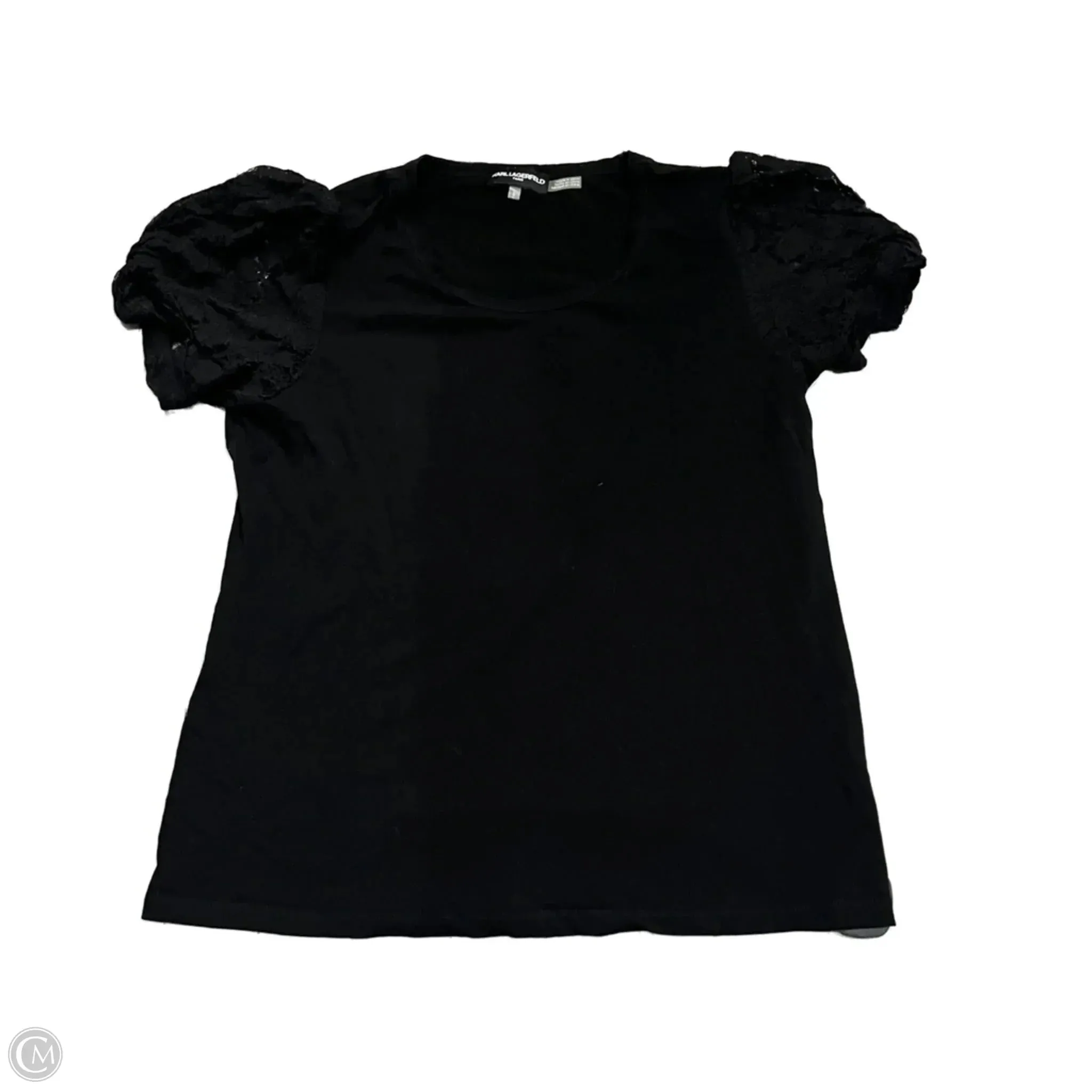 Top Short Sleeve Designer By Karl Lagerfeld In Black, Size: L Elastic Fit Cycling endurance
