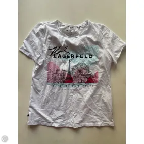 ReinforcedHems Minimal Fashion Top Short Sleeve Designer By Karl Lagerfeld In White, Size: M