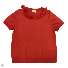 Micro Perforation Top Short Sleeve Designer By Kate Spade In Coral, Size: L