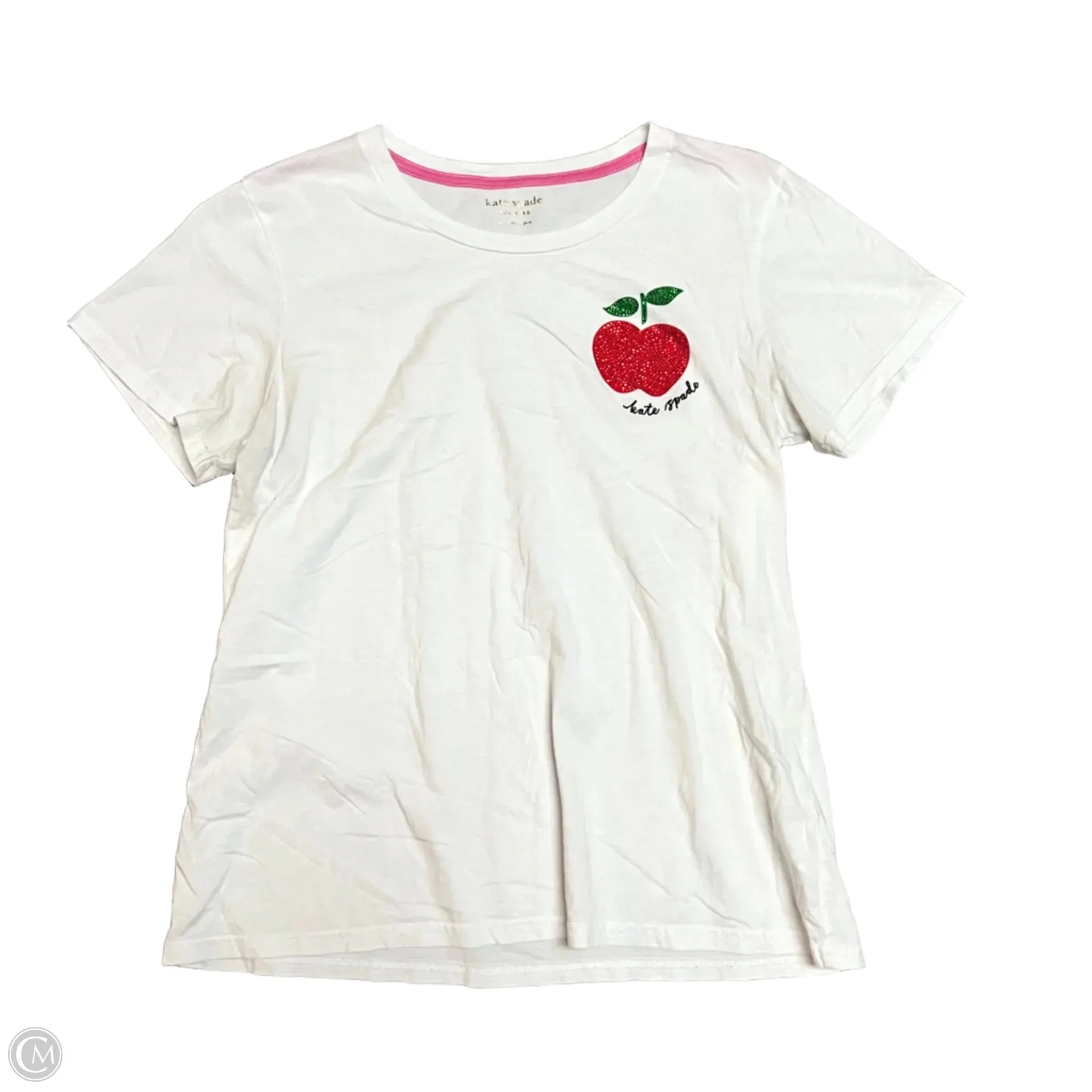 Top Short Sleeve Designer By Kate Spade In Red & White, Size: L VintageWash Tear Resistant