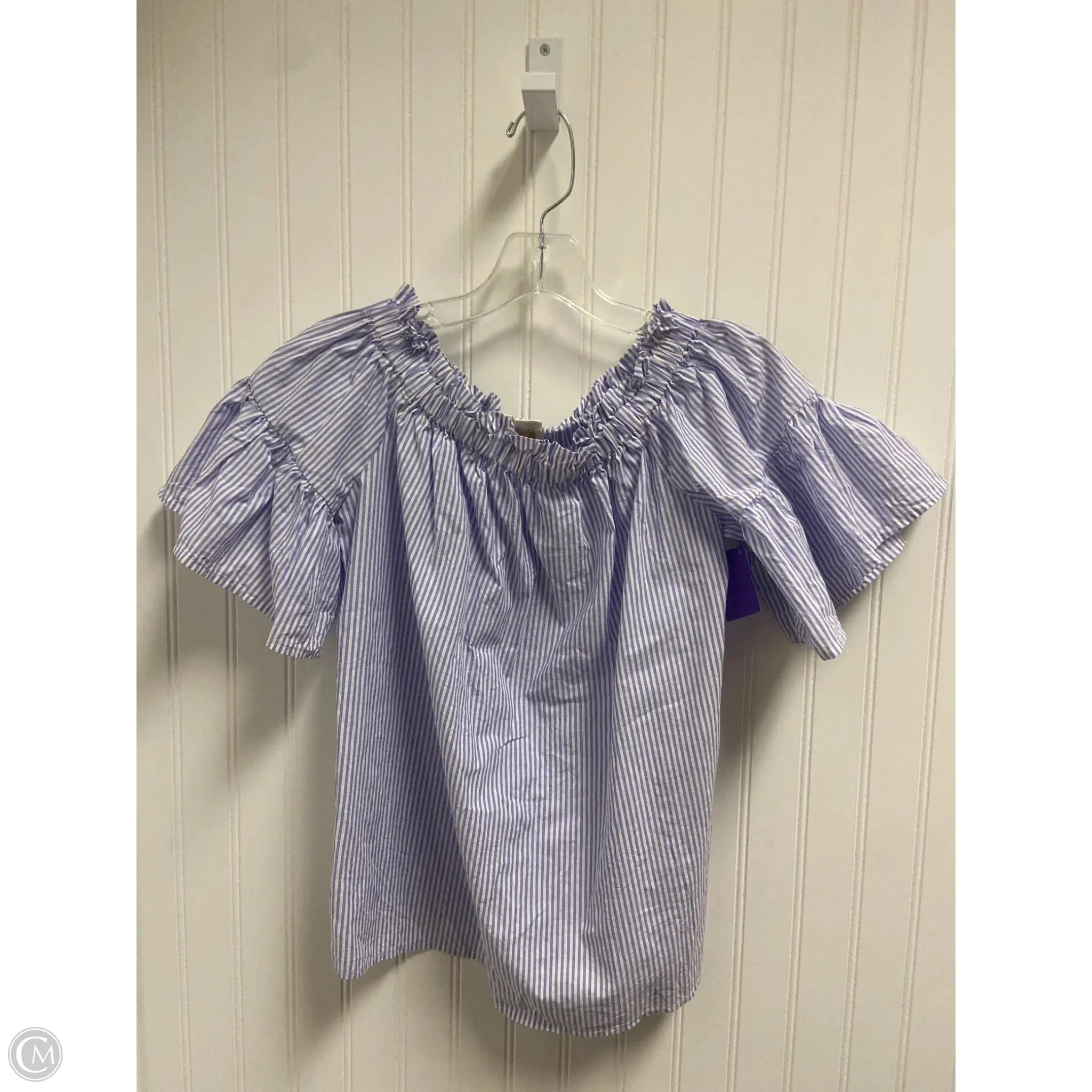 Outdoor Leisure Light and Fresh Top Short Sleeve Designer By Kate Spade In Striped Pattern, Size: Xs