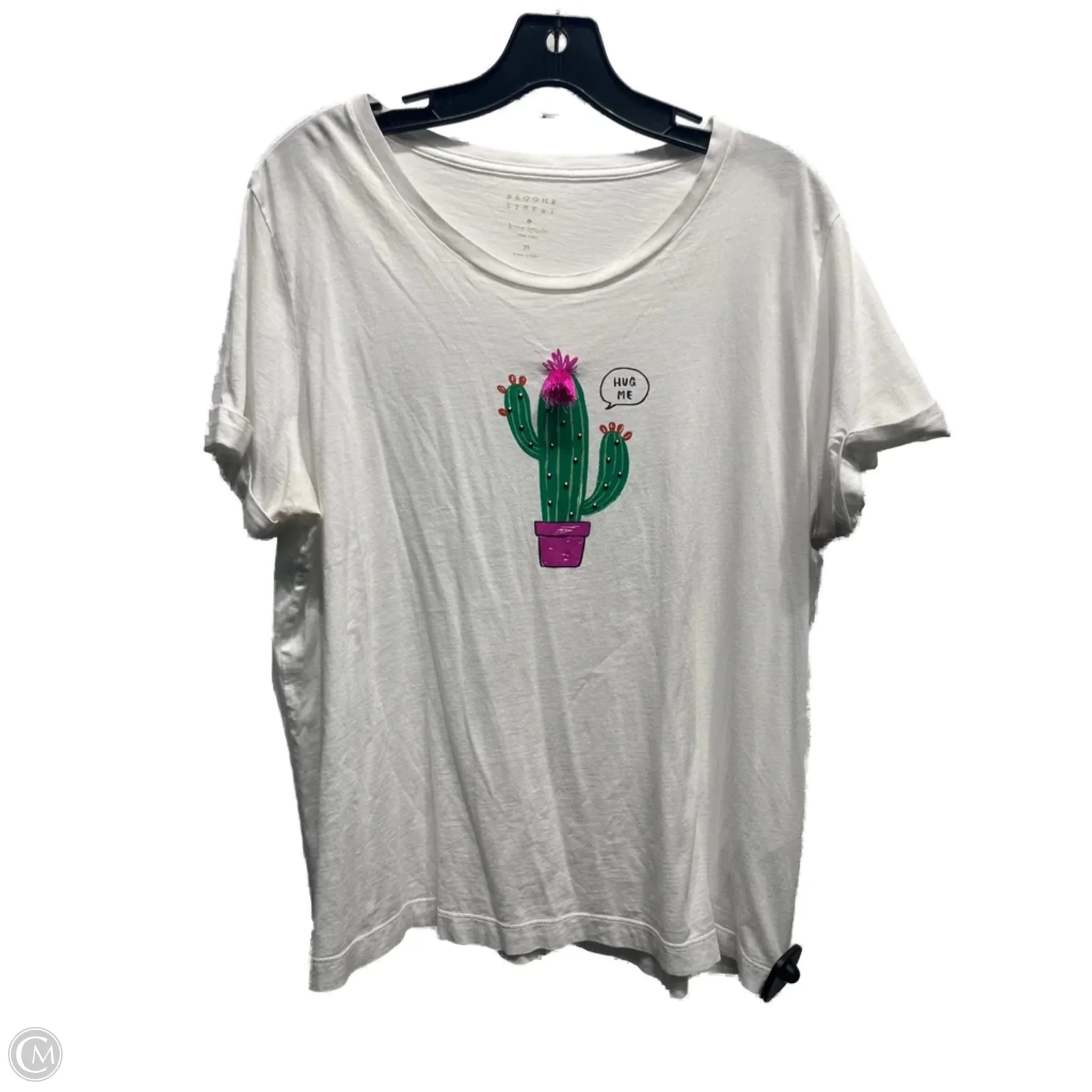 Top Short Sleeve Designer By Kate Spade In White, Size: Xl Comfort Wearable Comfortable Layering